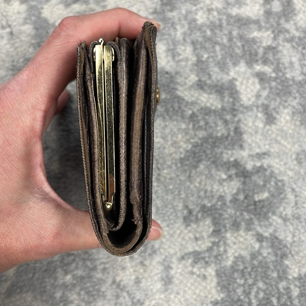 Louis Vuitton Damier Ebene French Kisslock Compact Wallet Brown Tan Checkboard - Picture 5 of 17